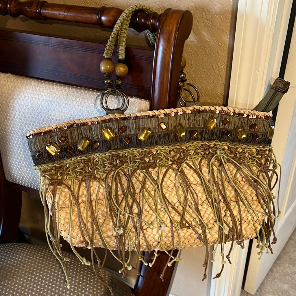 Sipcusa Straw Spanish Beach Cruise Boho Bag With Beads Fringes
